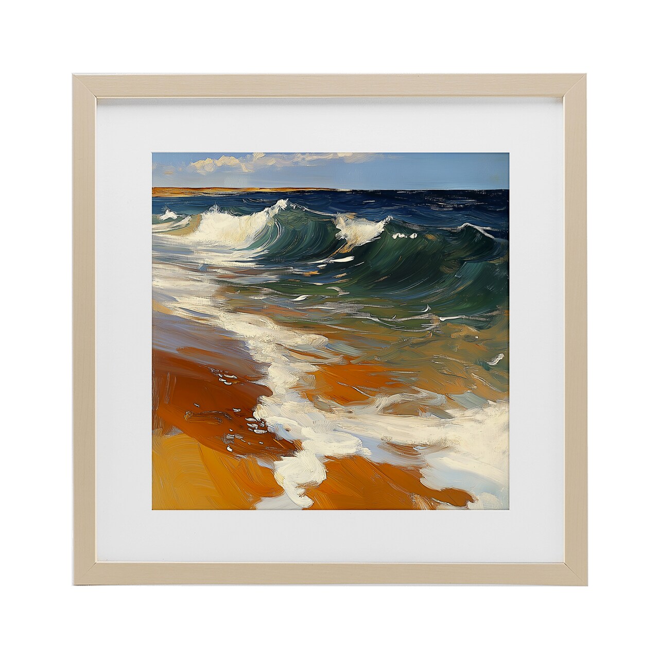 Stupell Industries Glassy Ocean Waves Break Framed Print Under Glass, design by Walker Noble